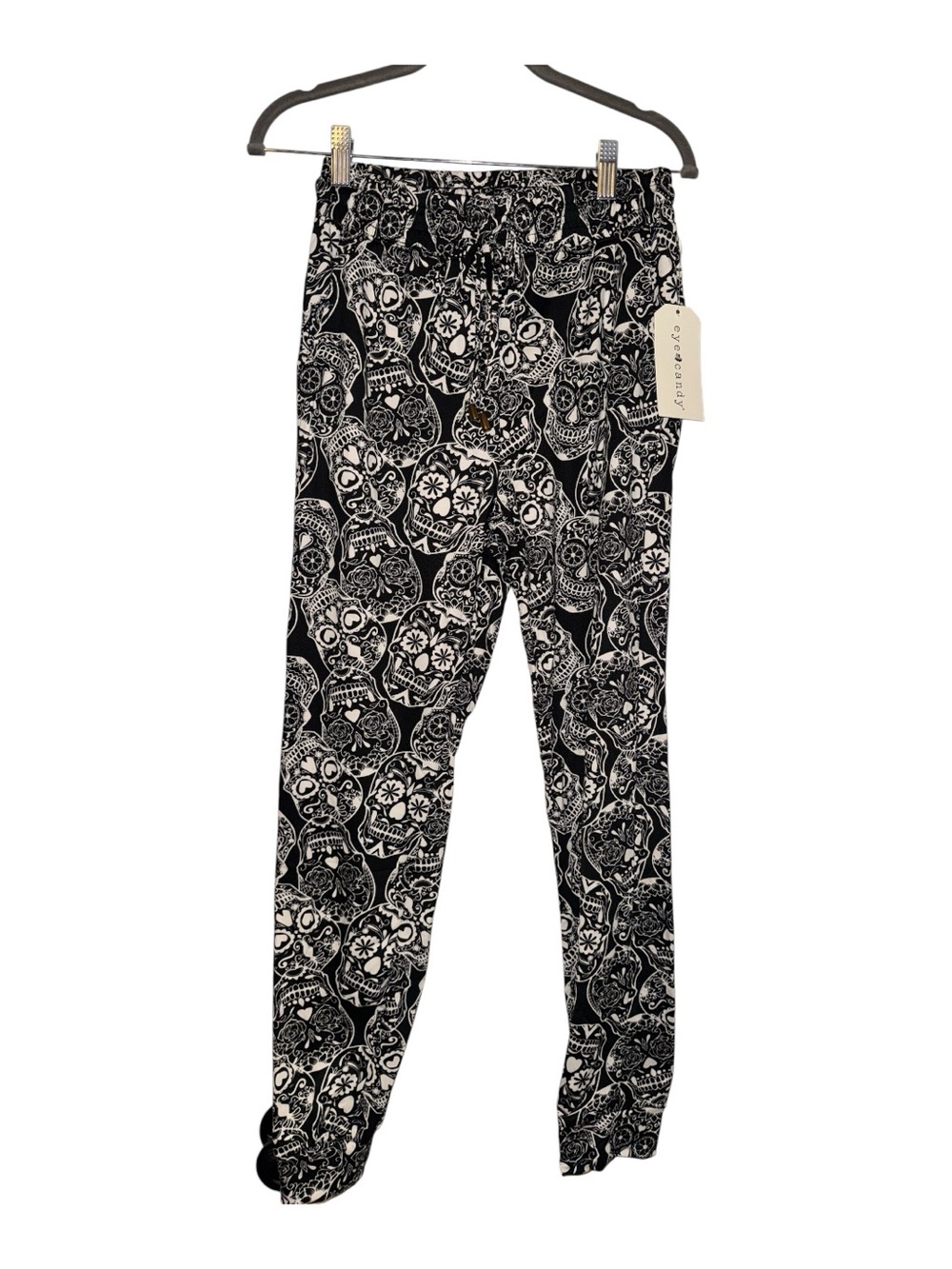 Woman’s Black and White Sugar Skull joggers